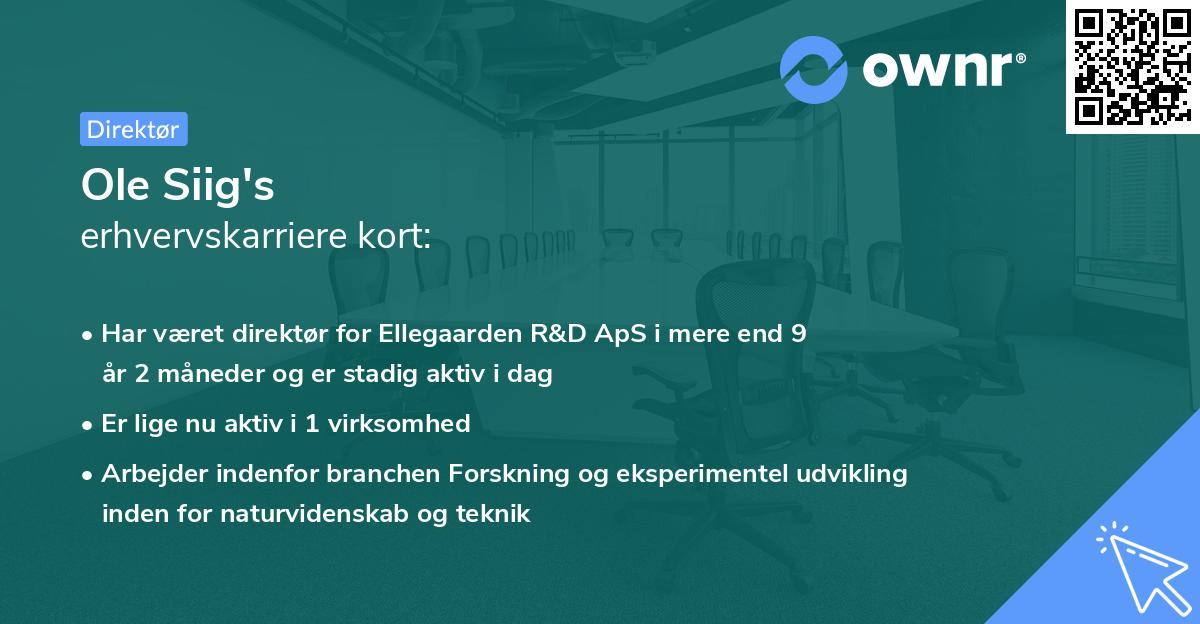 Ole Siig's erhvervskarriere kort