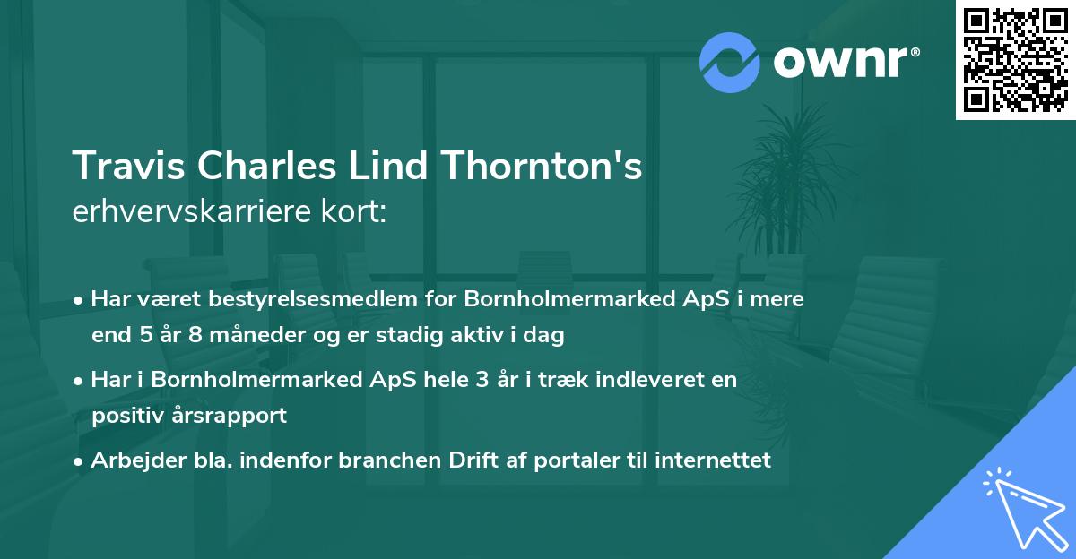 Travis Charles Lind Thornton's erhvervskarriere kort