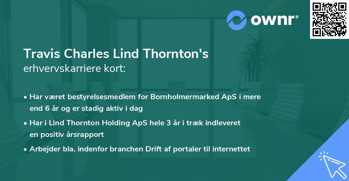 Travis Charles Lind Thornton's erhvervskarriere kort