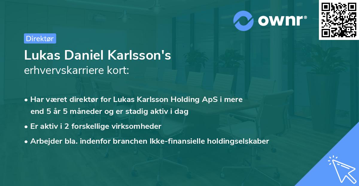 Lukas Daniel Karlsson's erhvervskarriere kort