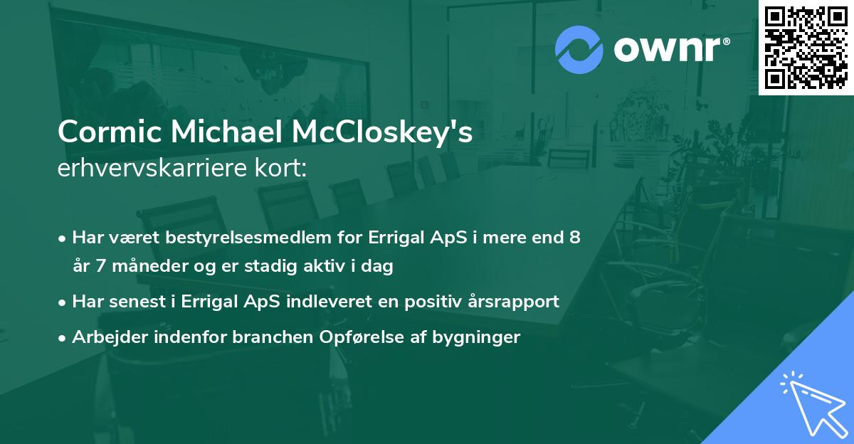 Cormic Michael McCloskey's erhvervskarriere kort