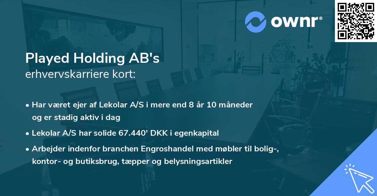 Played Holding AB's erhvervskarriere kort