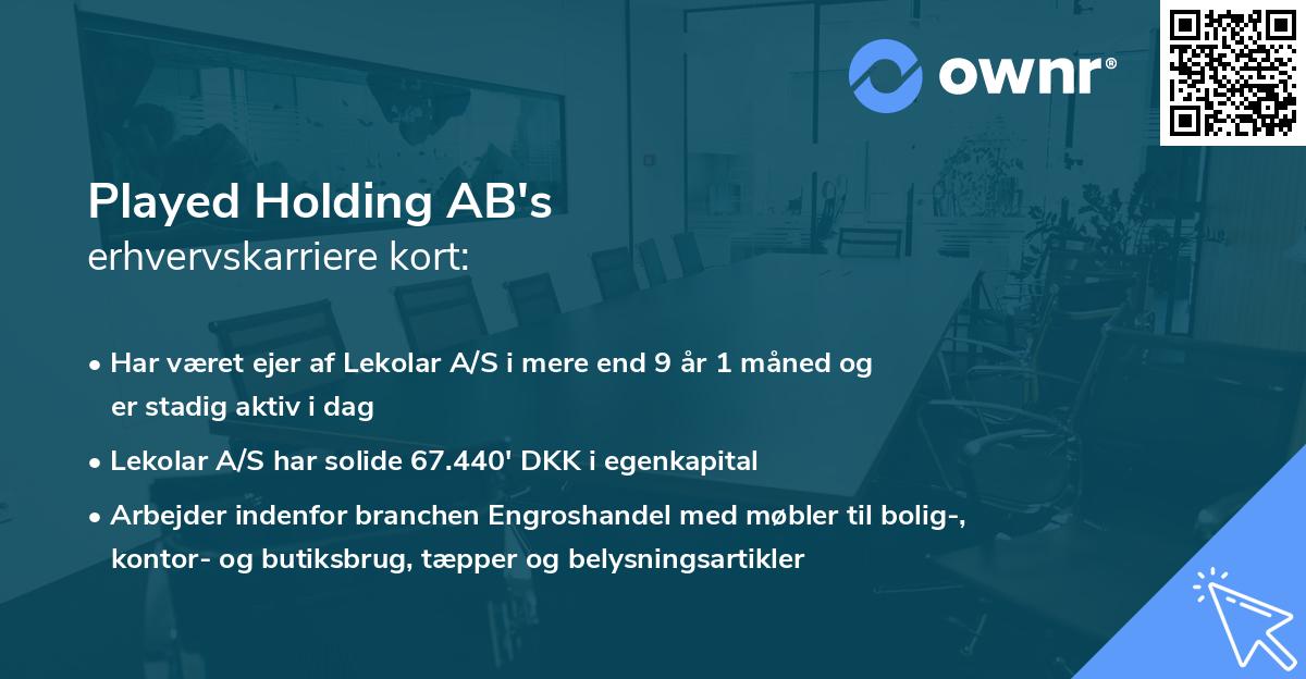 Played Holding AB's erhvervskarriere kort