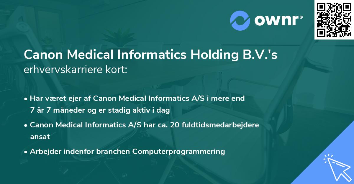 Canon Medical Informatics Holding B.V.'s erhvervskarriere kort