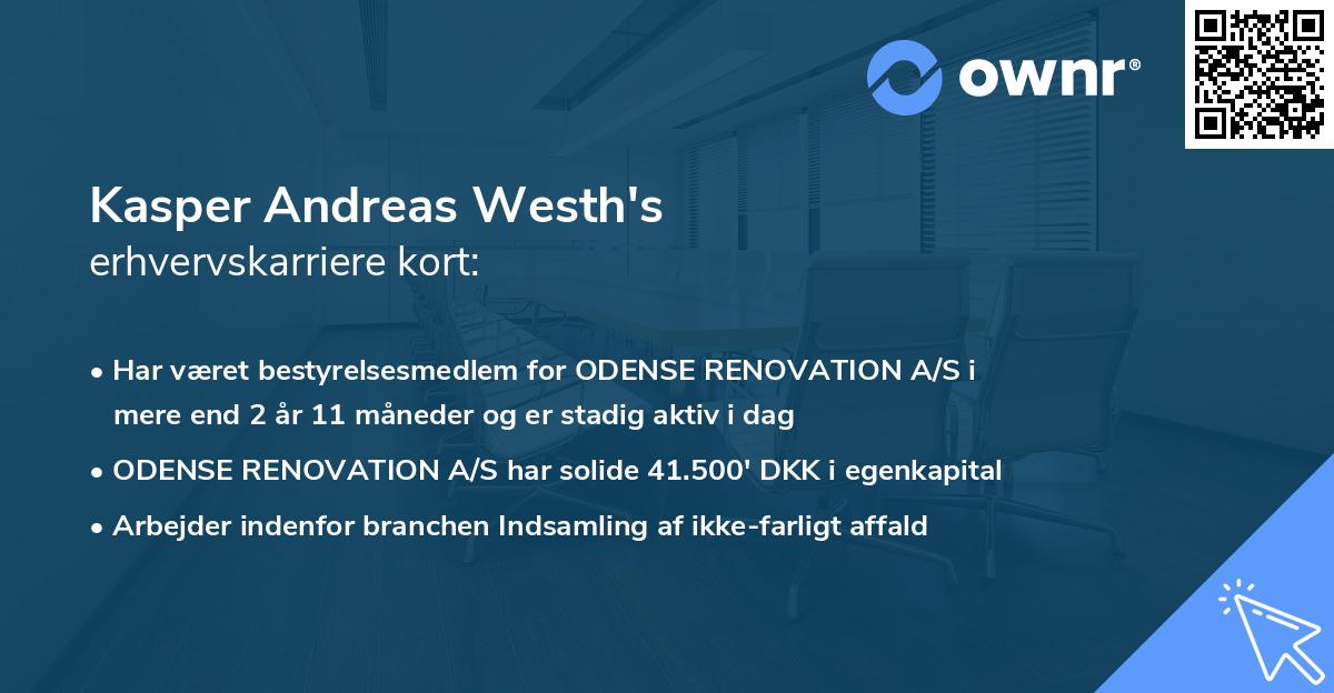 Kasper Andreas Westh's erhvervskarriere kort