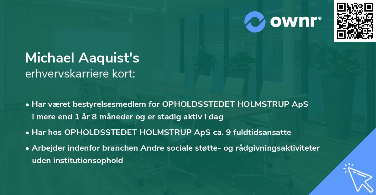 Michael Aaquist's erhvervskarriere kort