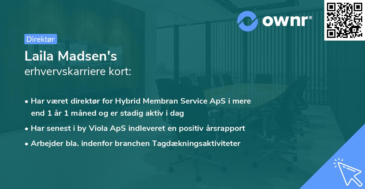 Laila Madsen's erhvervskarriere kort