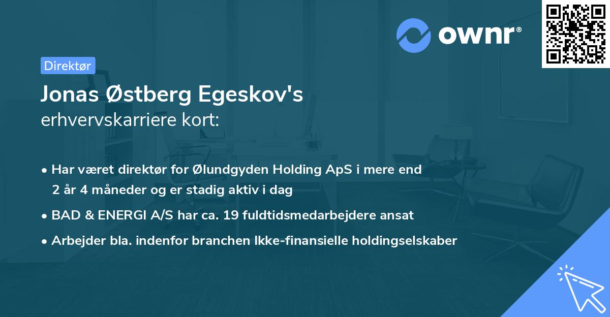Jonas Østberg Egeskov's erhvervskarriere kort