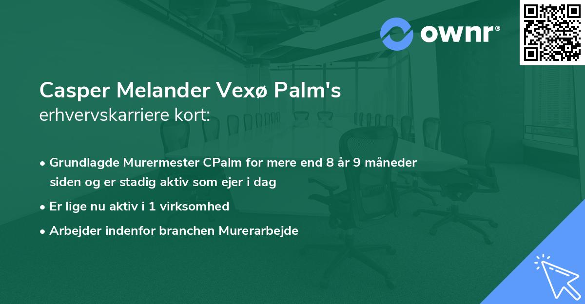Casper Melander Vexø Palm's erhvervskarriere kort