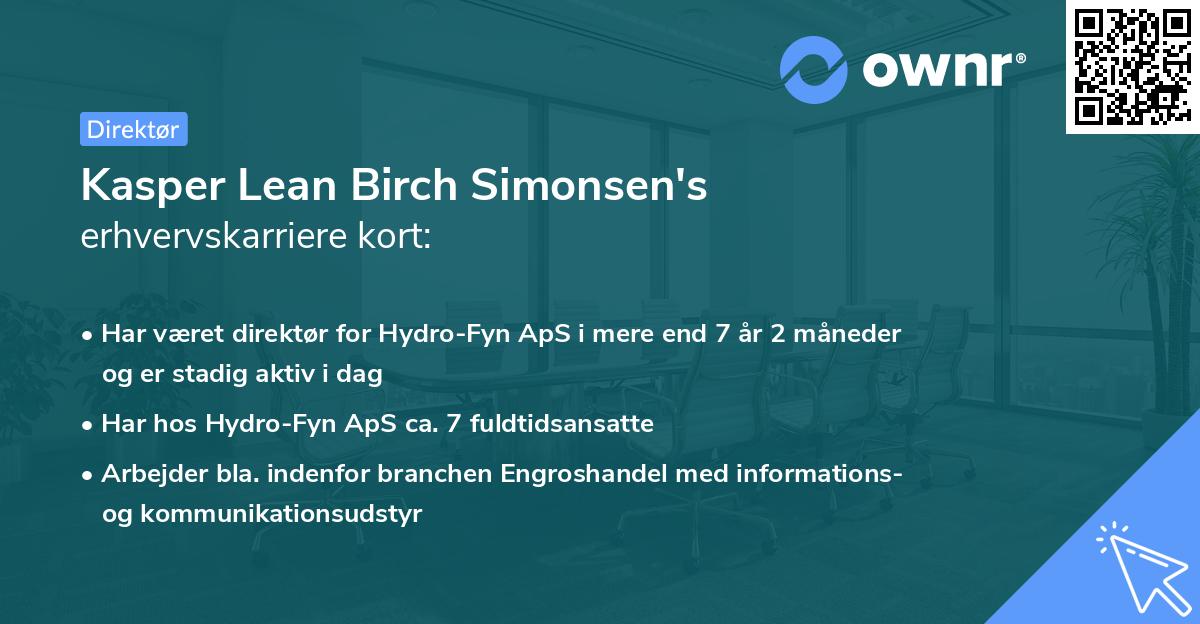 Kasper Lean Birch Simonsen's erhvervskarriere kort