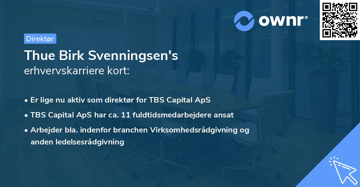Thue Birk Svenningsen's erhvervskarriere kort