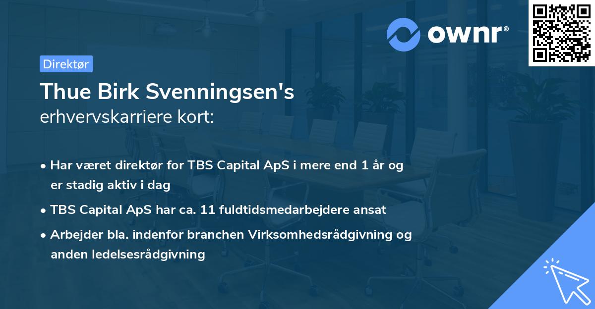 Thue Birk Svenningsen's erhvervskarriere kort