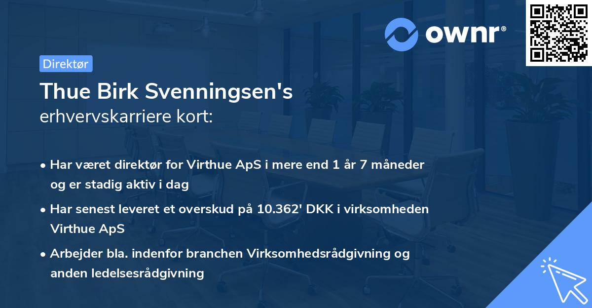 Thue Birk Svenningsen's erhvervskarriere kort