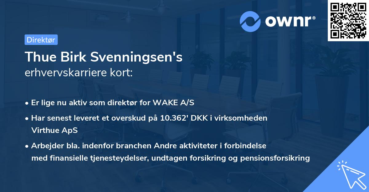 Thue Birk Svenningsen's erhvervskarriere kort