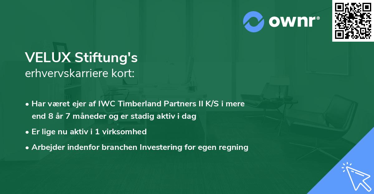 VELUX Stiftung's erhvervskarriere kort