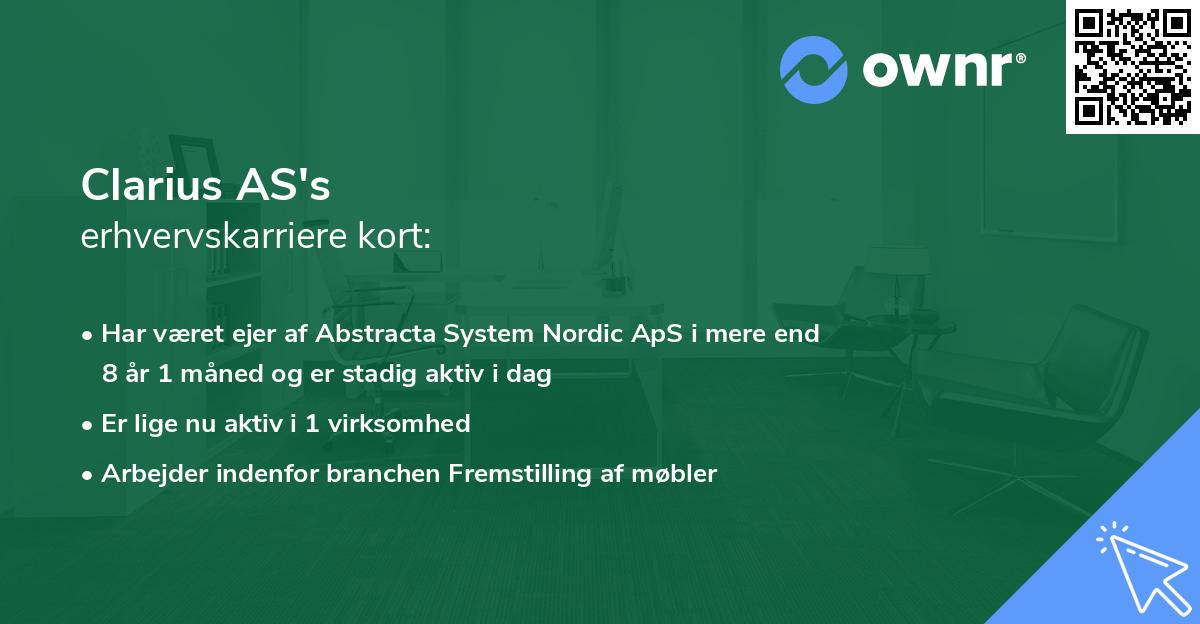 Clarius AS's erhvervskarriere kort