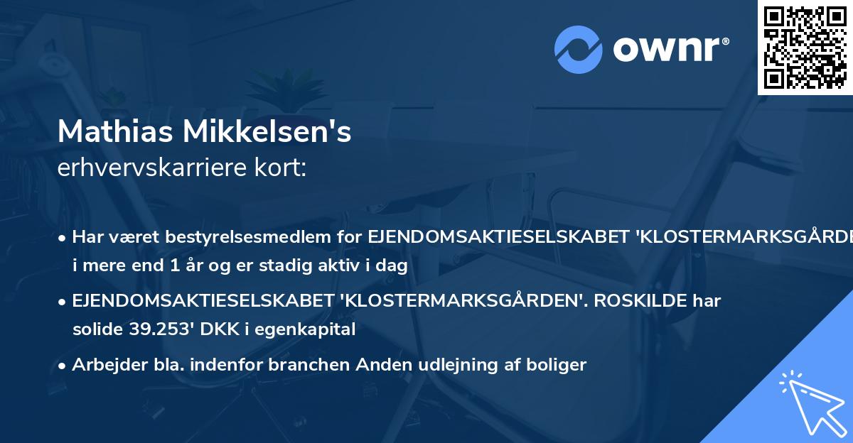 Mathias Mikkelsen's erhvervskarriere kort