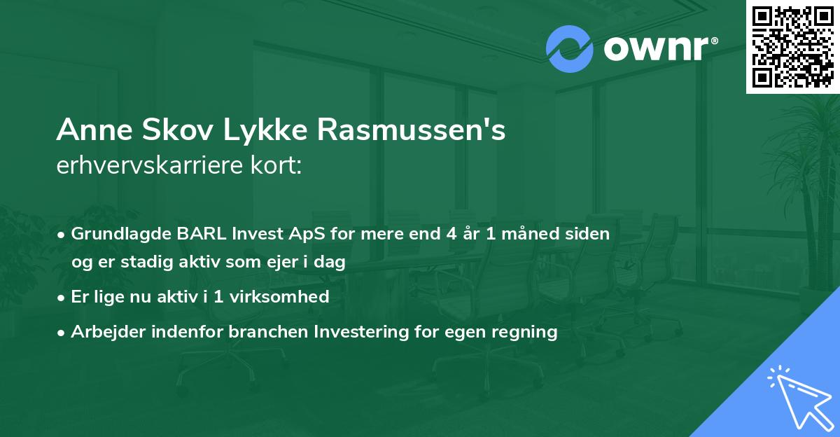 Anne Skov Lykke Rasmussen's erhvervskarriere kort