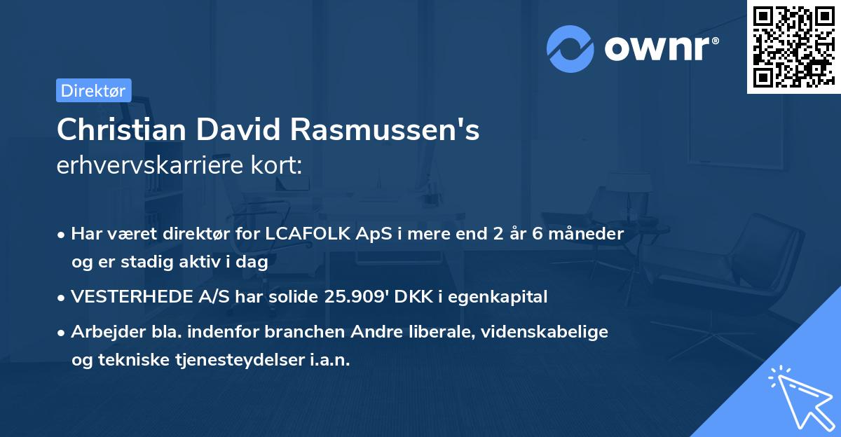 Christian David Rasmussen's erhvervskarriere kort