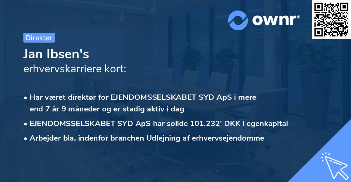 Jan Ibsen's erhvervskarriere kort