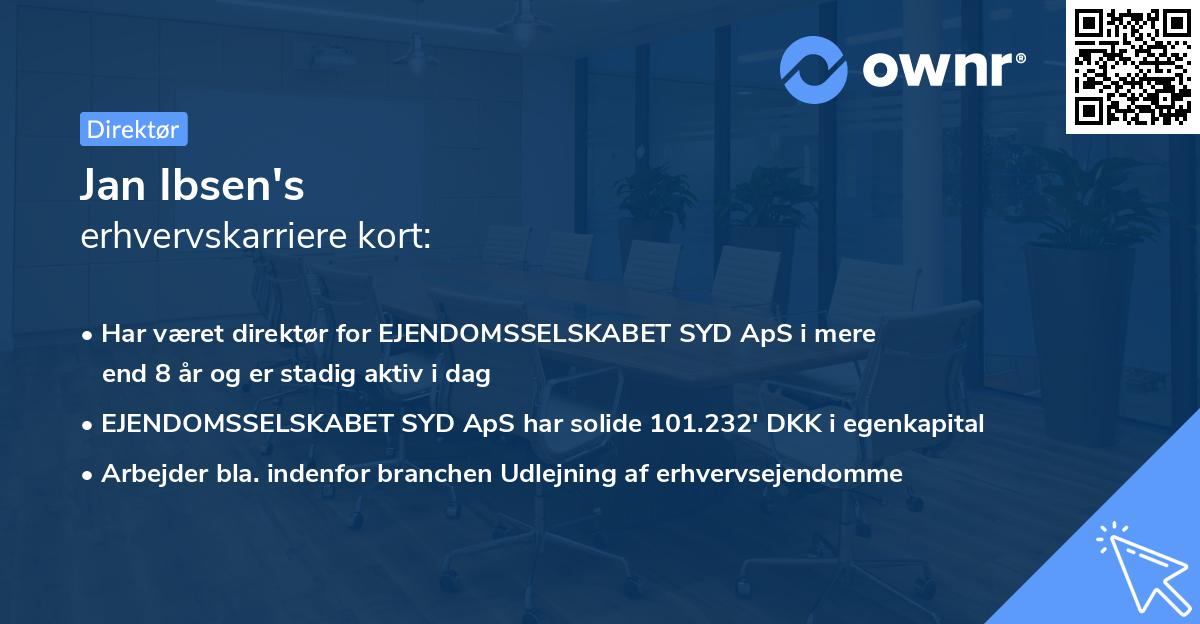 Jan Ibsen's erhvervskarriere kort