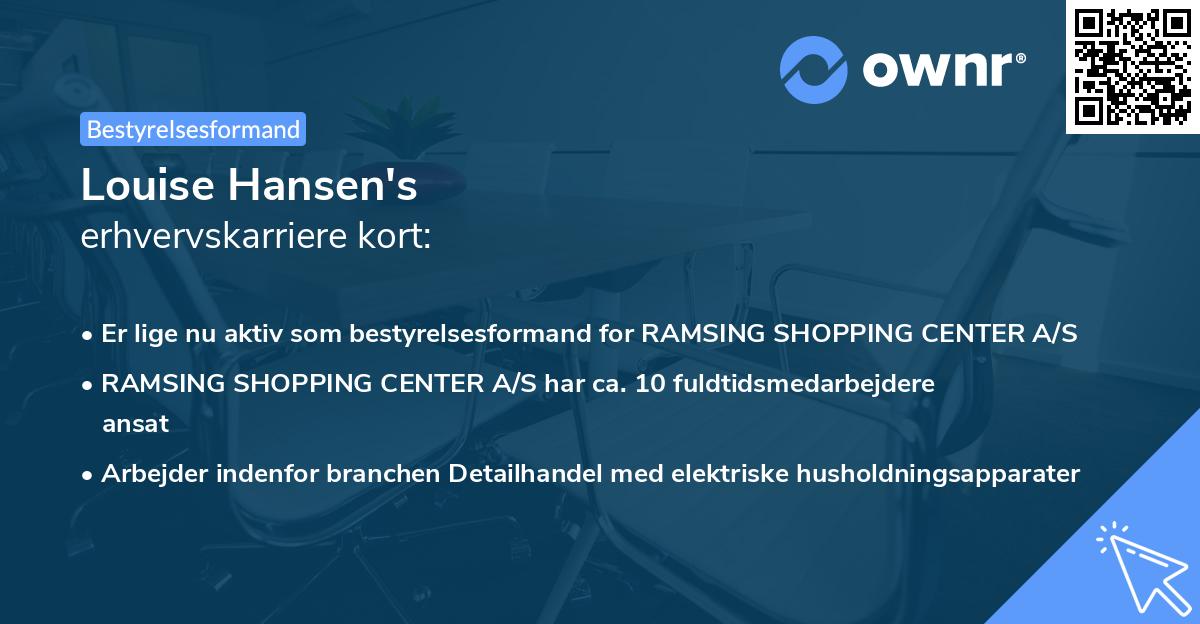 Louise Hansen's erhvervskarriere kort