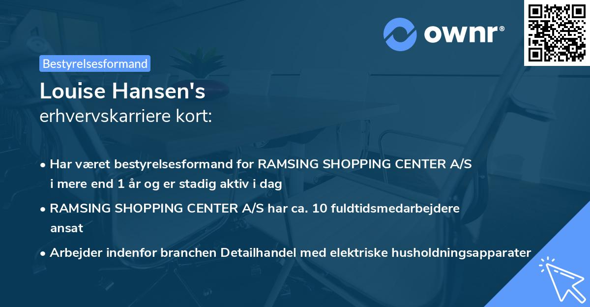 Louise Hansen's erhvervskarriere kort