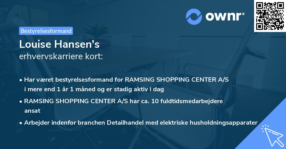 Louise Hansen's erhvervskarriere kort