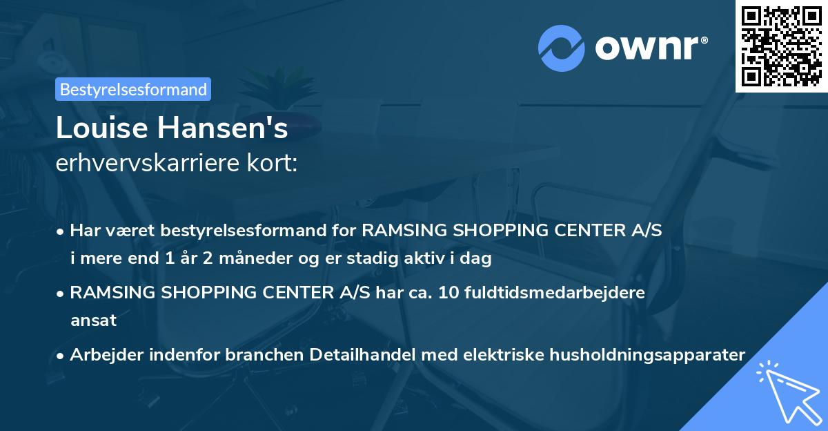 Louise Hansen's erhvervskarriere kort