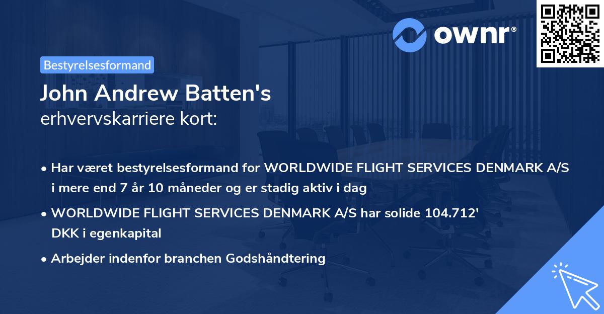 John Andrew Batten's erhvervskarriere kort