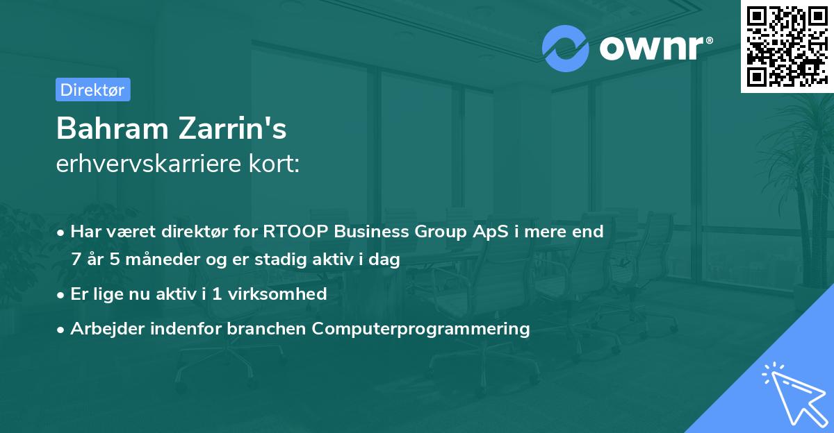 Bahram Zarrin's erhvervskarriere kort