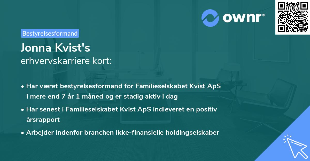 Jonna Kvist's erhvervskarriere kort