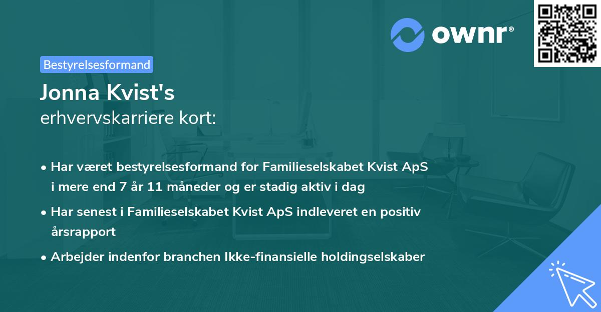 Jonna Kvist's erhvervskarriere kort