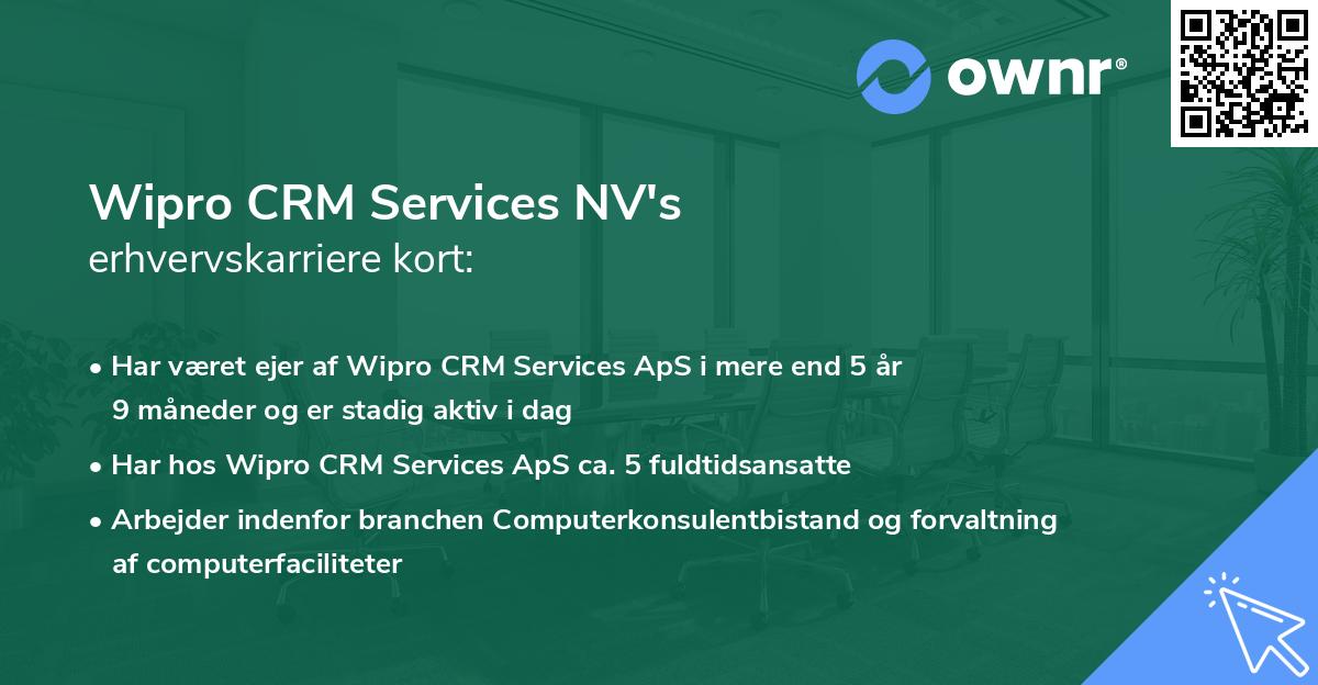 Wipro CRM Services NV's erhvervskarriere kort