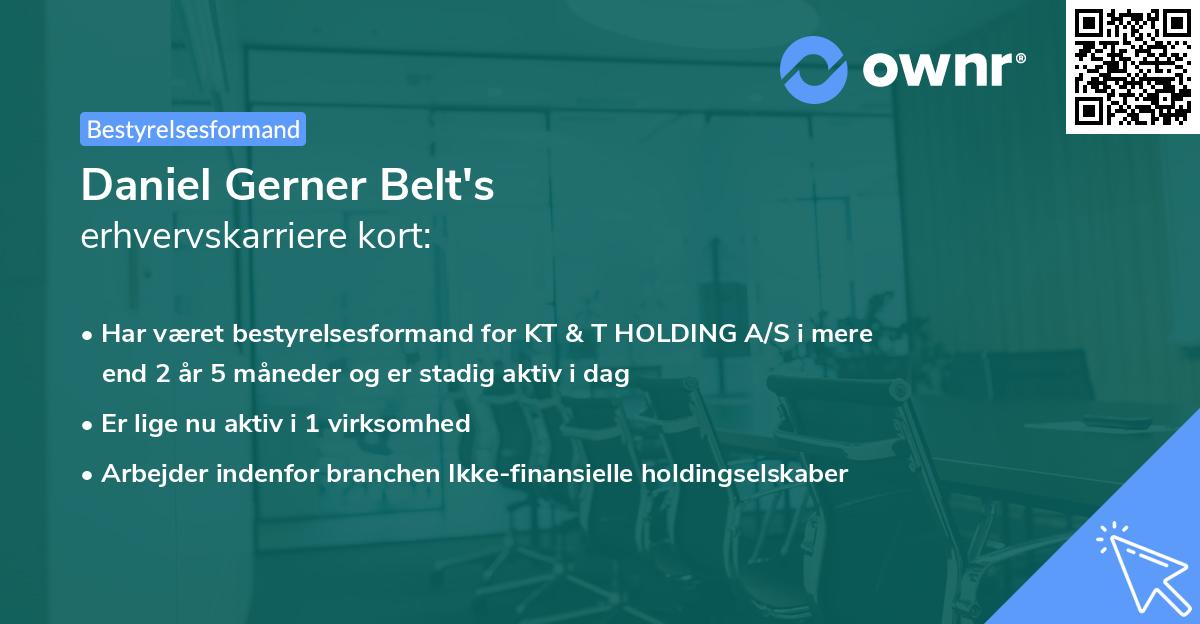 Daniel Gerner Belt's erhvervskarriere kort