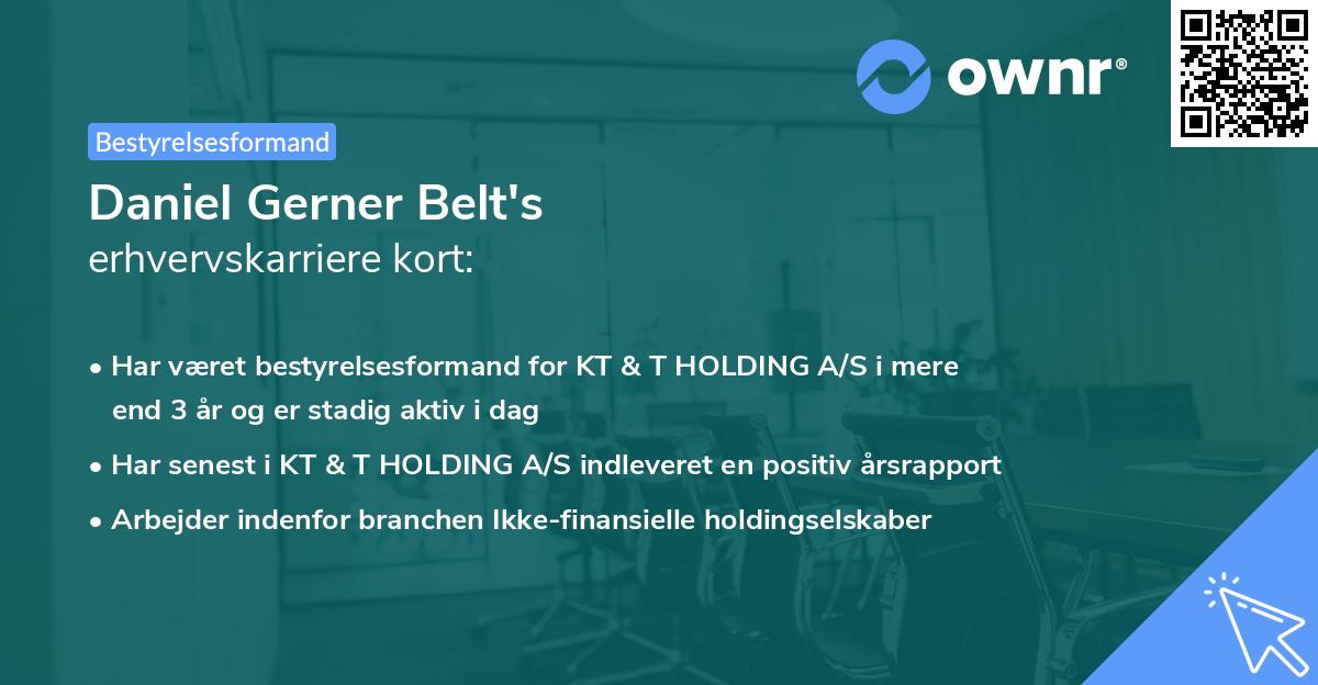 Daniel Gerner Belt's erhvervskarriere kort