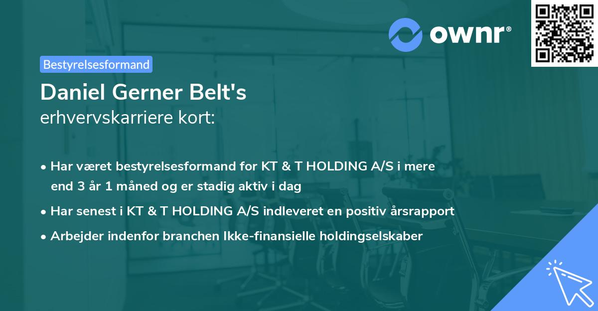 Daniel Gerner Belt's erhvervskarriere kort