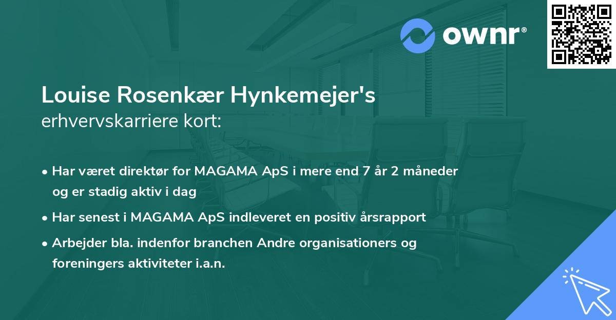 Louise Rosenkær Hynkemejer's erhvervskarriere kort