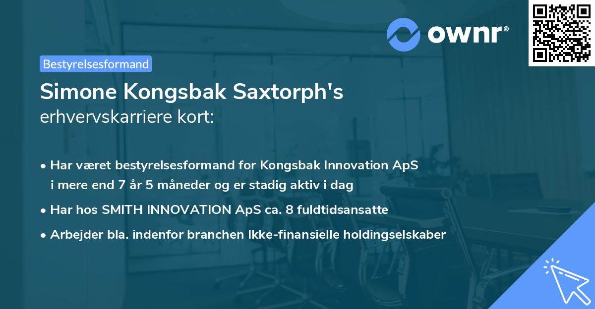 Simone Kongsbak Saxtorph's erhvervskarriere kort