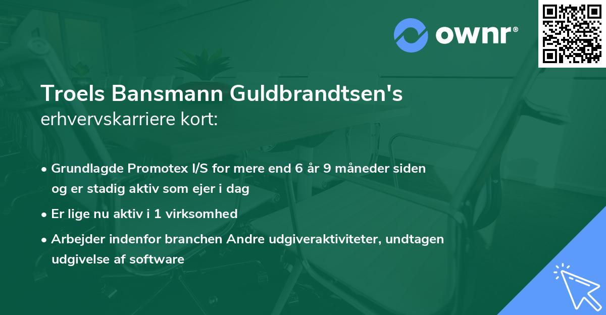 Troels Bansmann Guldbrandtsen's erhvervskarriere kort