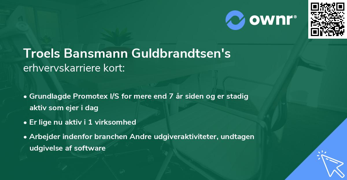 Troels Bansmann Guldbrandtsen's erhvervskarriere kort