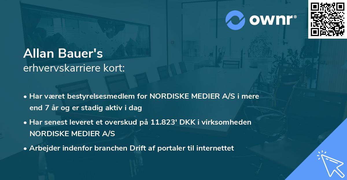 Allan Bauer's erhvervskarriere kort