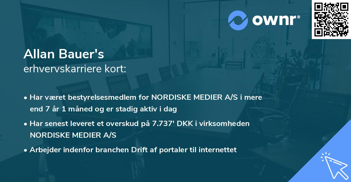 Allan Bauer's erhvervskarriere kort
