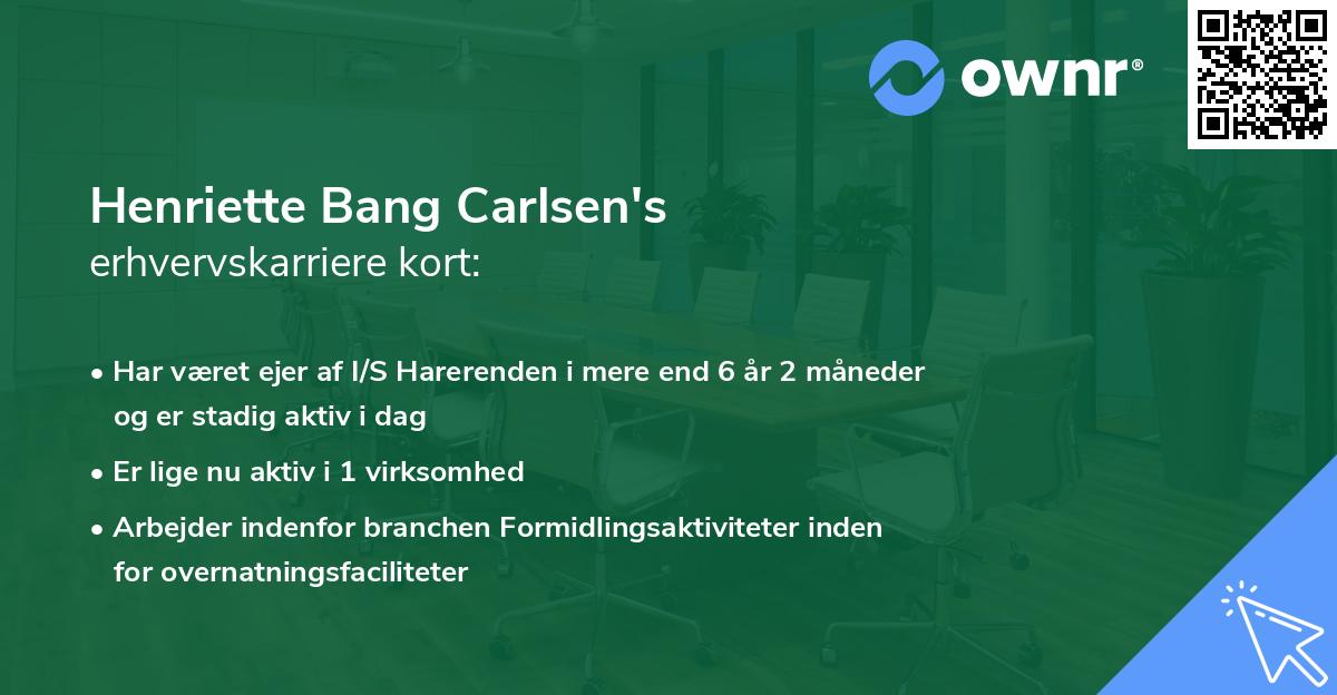 Henriette Bang Carlsen's erhvervskarriere kort