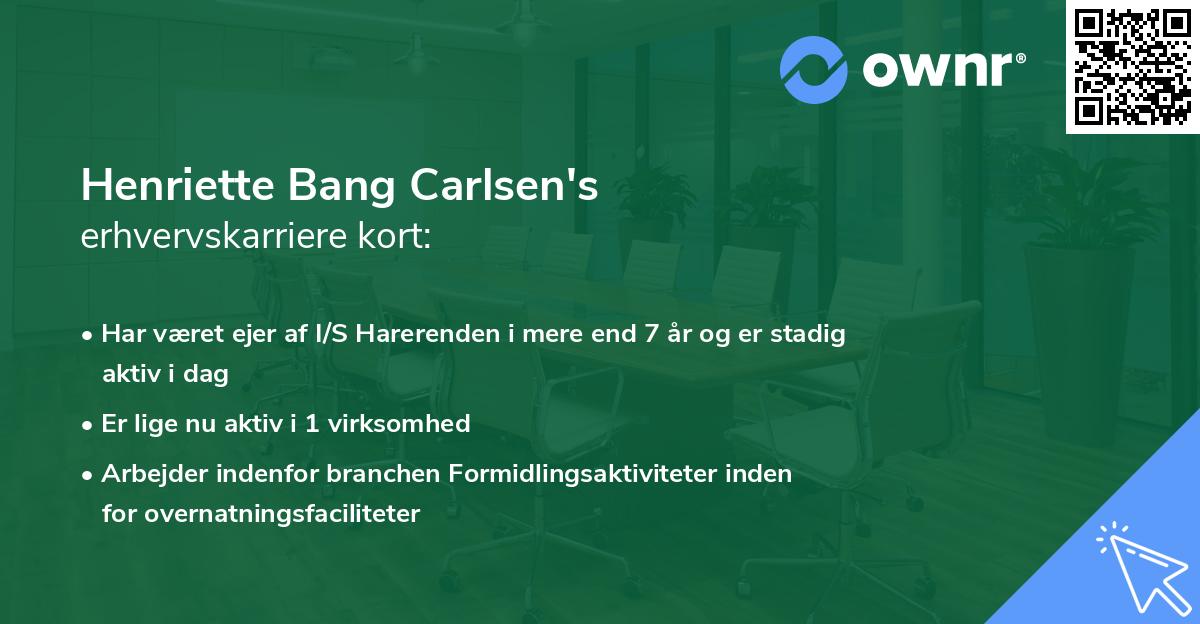 Henriette Bang Carlsen's erhvervskarriere kort