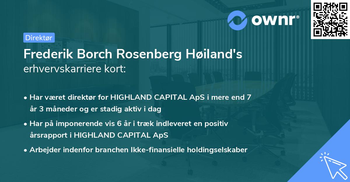 Frederik Borch Rosenberg Høiland's erhvervskarriere kort