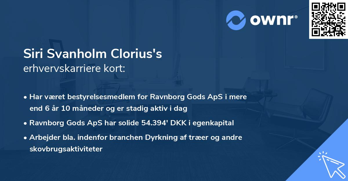 Siri Svanholm Clorius's erhvervskarriere kort