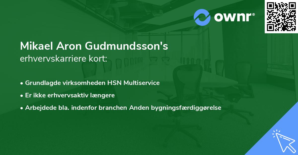 Mikael Aron Gudmundsson's erhvervskarriere kort