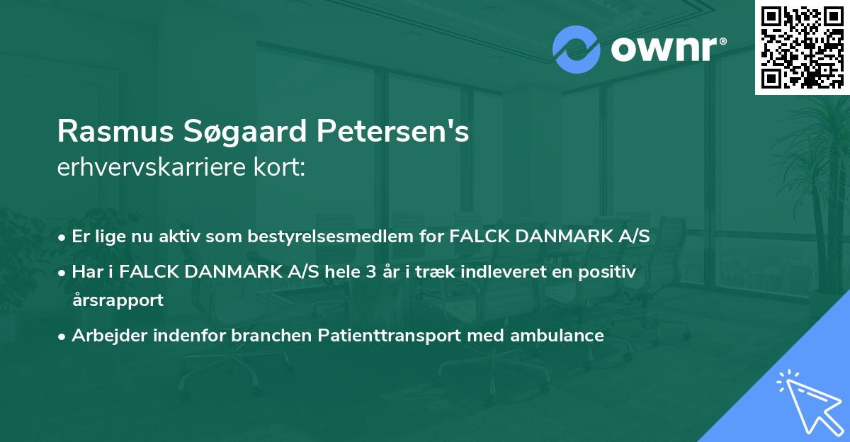 Rasmus Søgaard Petersen's erhvervskarriere kort