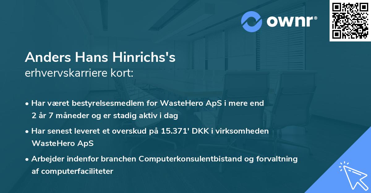 Anders Hans Hinrichs's erhvervskarriere kort